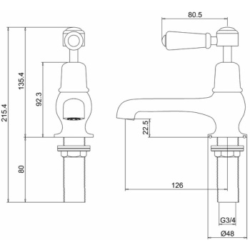 Burlington Kensington Bath Taps Deck Mounted